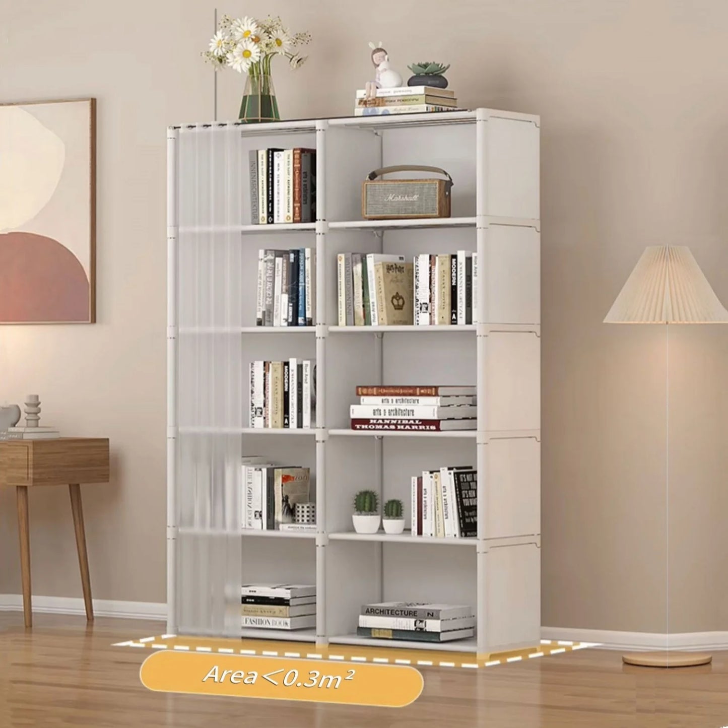6-Layer Double Row Storage Rack with Curtain ,