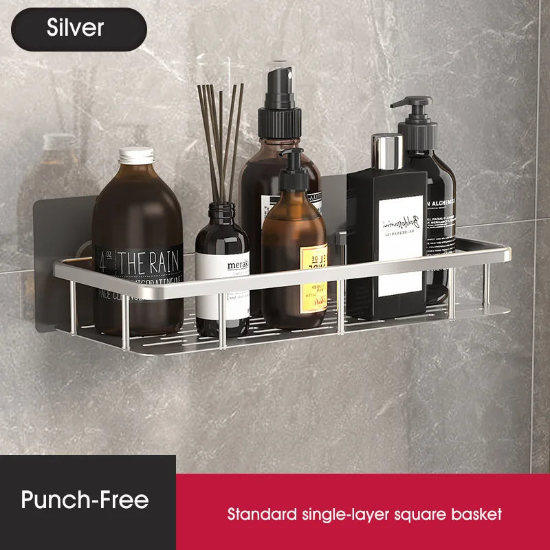 Bathroom Shelf No-drill Wall Mounted Shelves Shampoo Storage Rack Holder