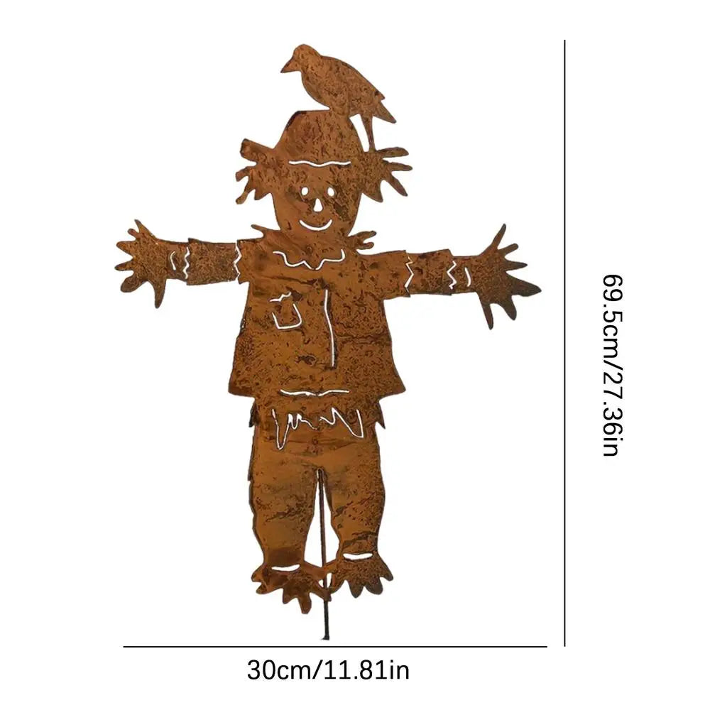 Scarecrow Rusty Garden Stake Retro Patio Lawn Scarecrow Sign
