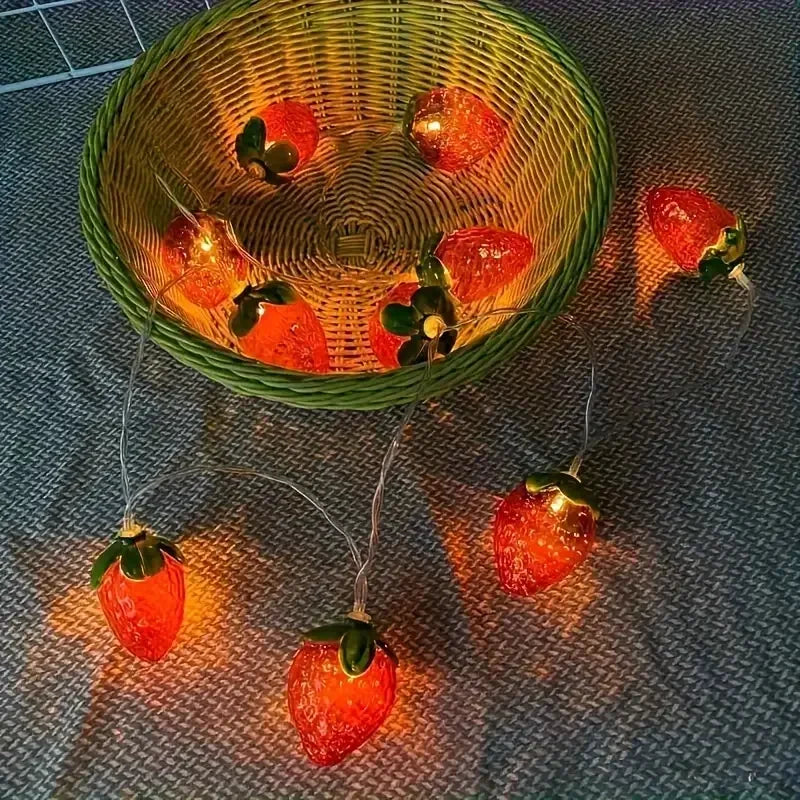 10/20/30/40 LED Strawberry Fairy Lights Battery Operated Fruit String Lights