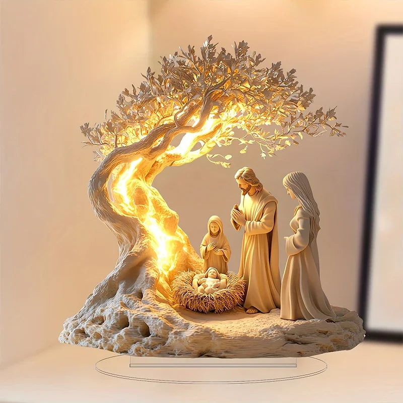 1Pc Easter 2D Nativity Scene Figurine Tabletop Decor Nativity Figurines Set