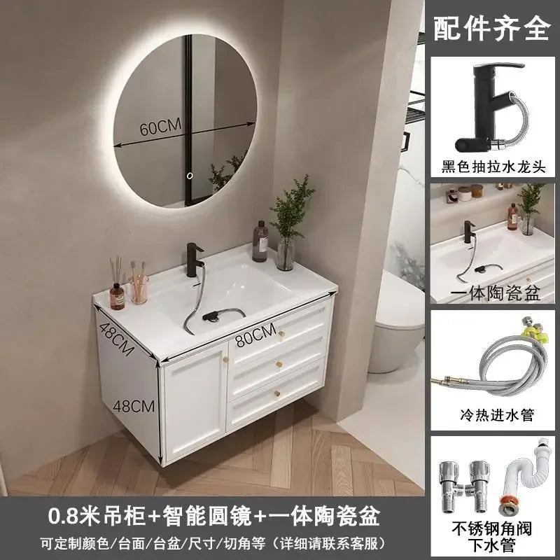French Bathroom Cabinet With Ceramic Sink Combination Integrated Washbasin
