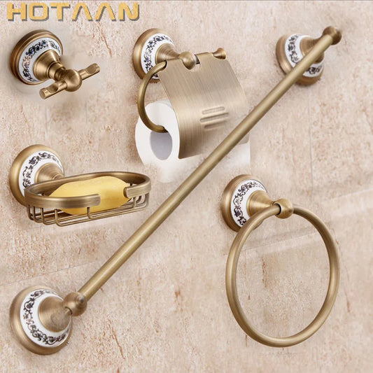 .,solid brass Bathroom Accessories Set,Robe hook,Paper Holder,