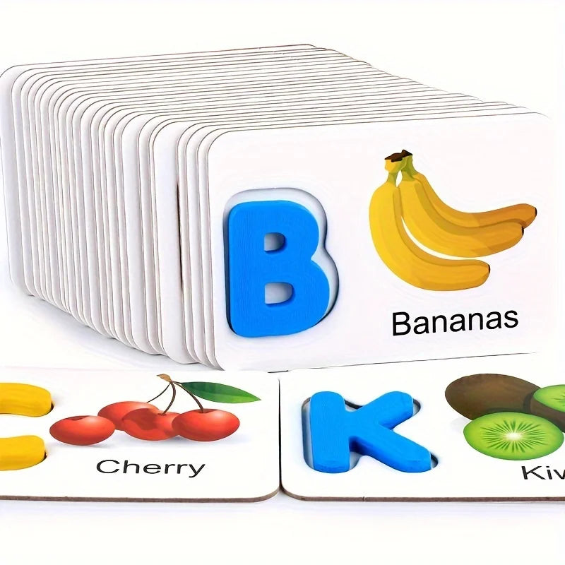 Montessori, Wooden Alphabet Cards, Children's Early Education