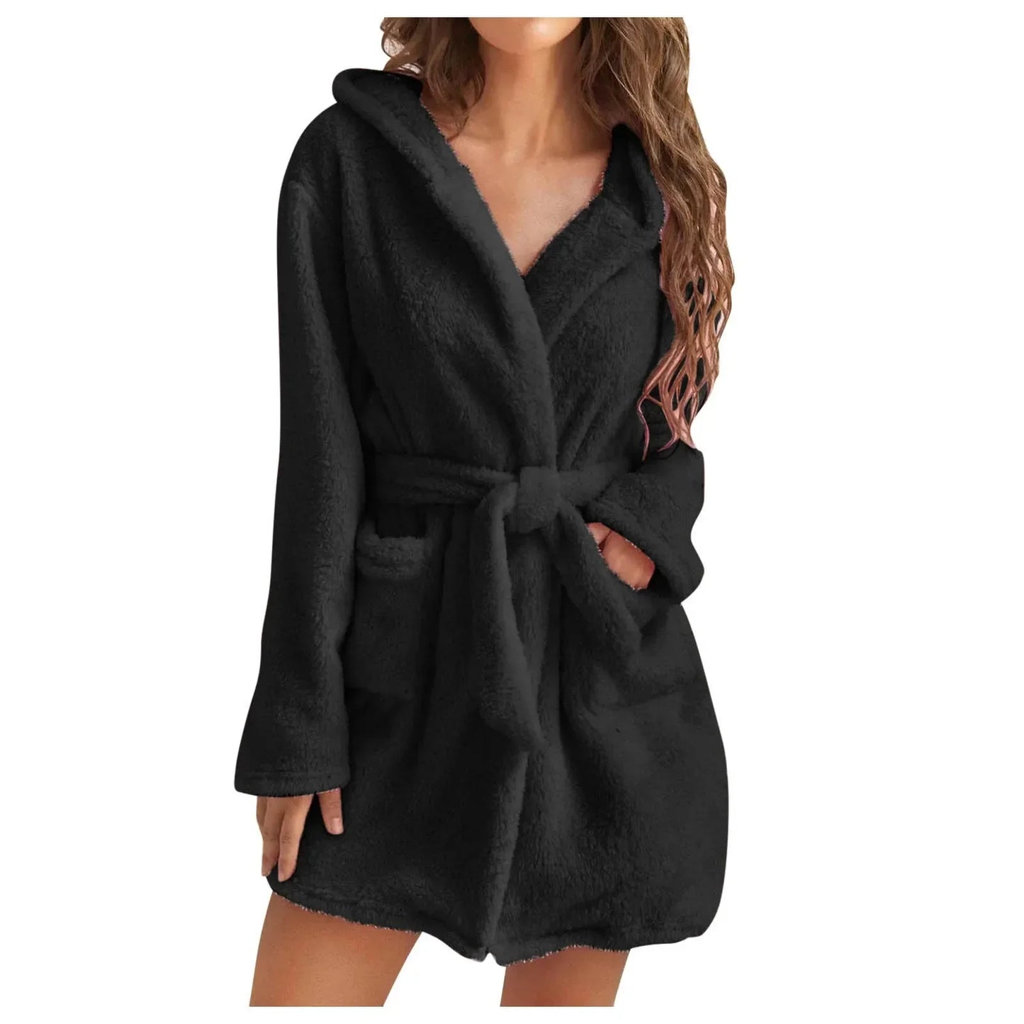 Women Bath Robe Winter Fluffy Plush Pyjamas