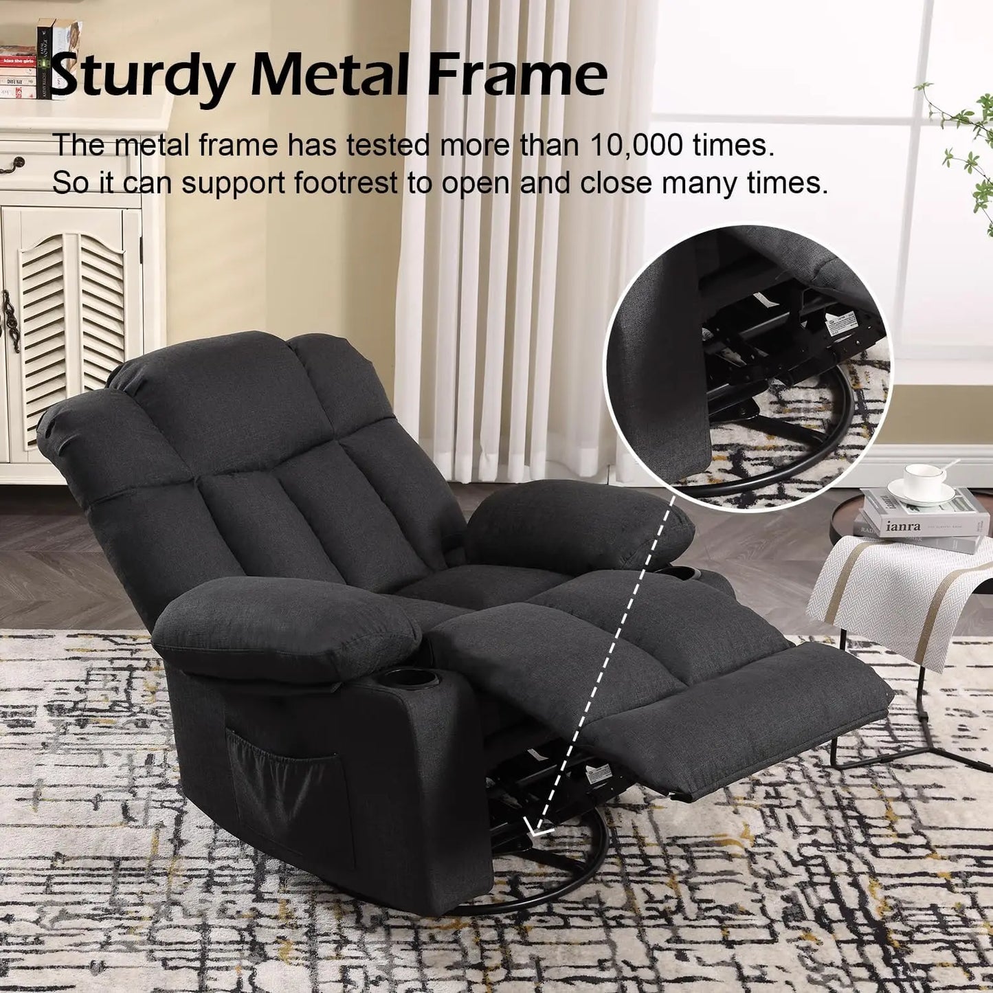 Massage Swivel Rocker Recliner with Heat