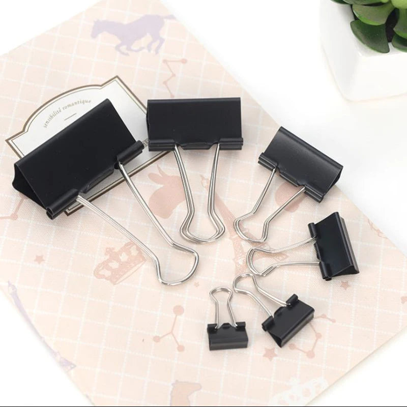10PCS Metal Paper Clip 19 25 32 41 51mm Foldback Metal Binder