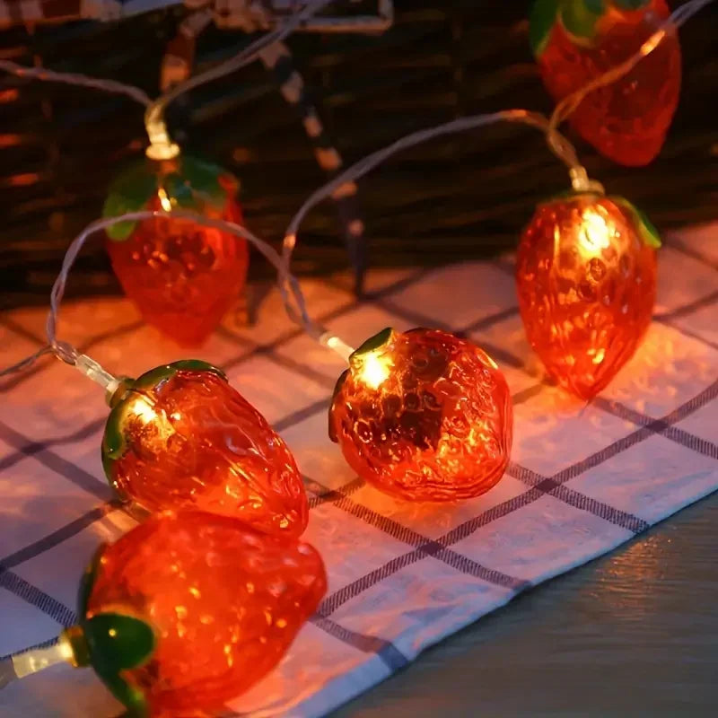 10/20/30/40 LED Strawberry Fairy Lights Battery Operated Fruit String Lights