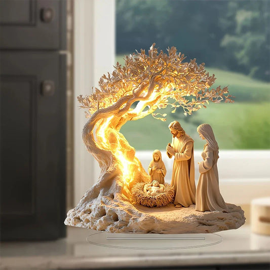 1Pc Easter 2D Nativity Scene Figurine Tabletop Decor Nativity Figurines Set