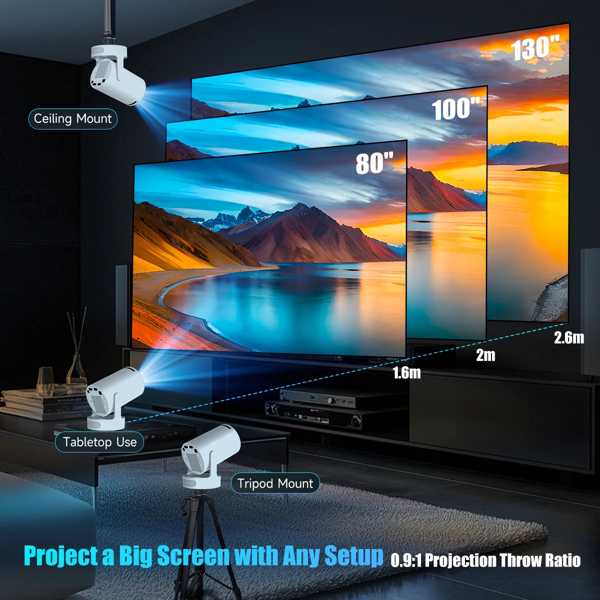 HY300 Pro + Projector 4K 720P With 5W Speaker