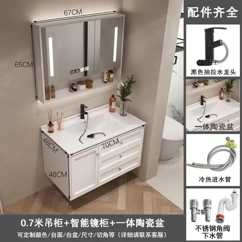 French Bathroom Cabinet With Ceramic Sink Combination Integrated Washbasin