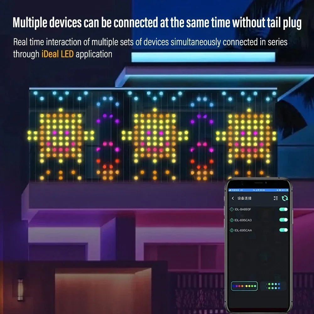 Smart LED Curtain Light APP Control RGB Dimmable DIY Pattern Music