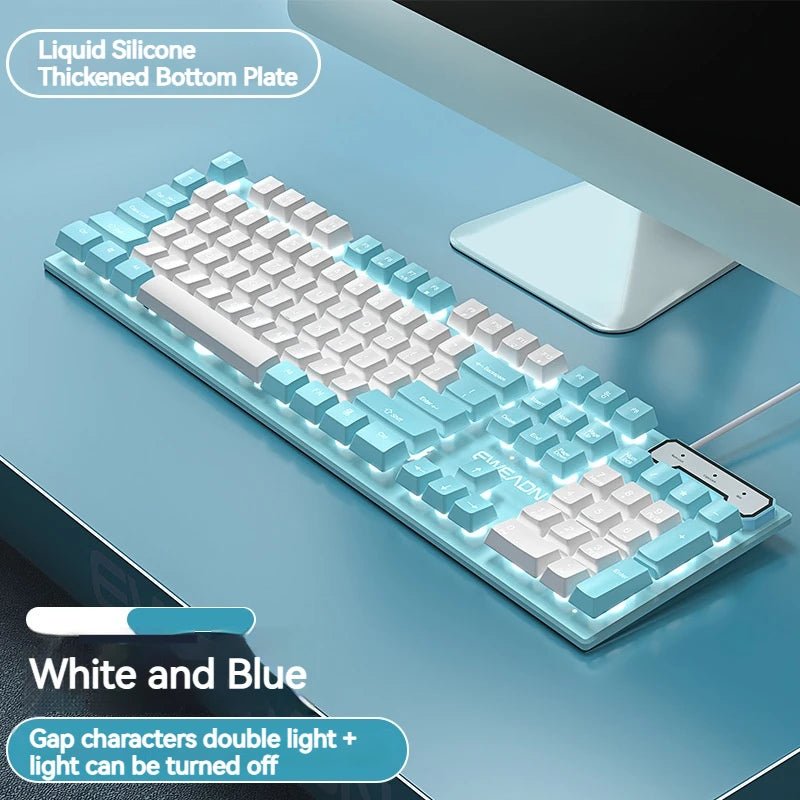 EWEADN GX320Z Pink Wired Office Keyboard -Silent, Ergonomic,LED Backlighting, High-Precision for Gaming, Office, Laptop/PC