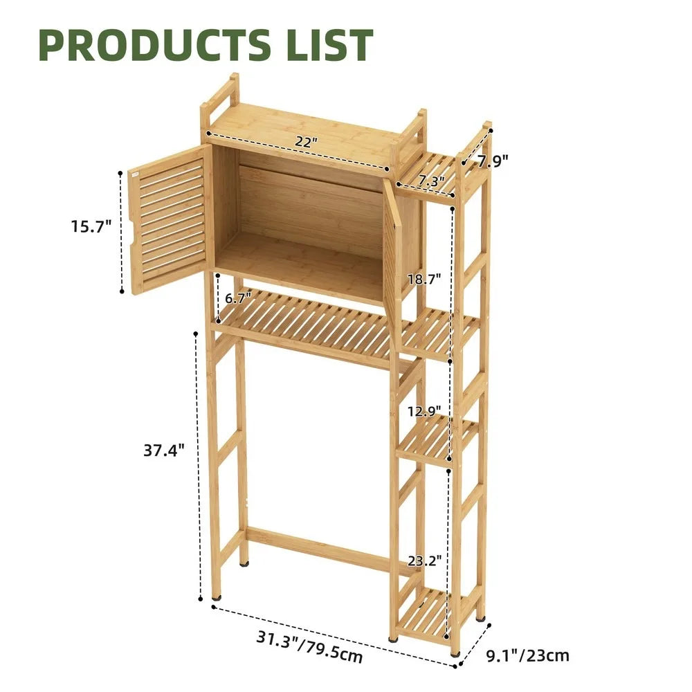 Bamboo Over The Toilet Bathroom Cabinet Storage Rack