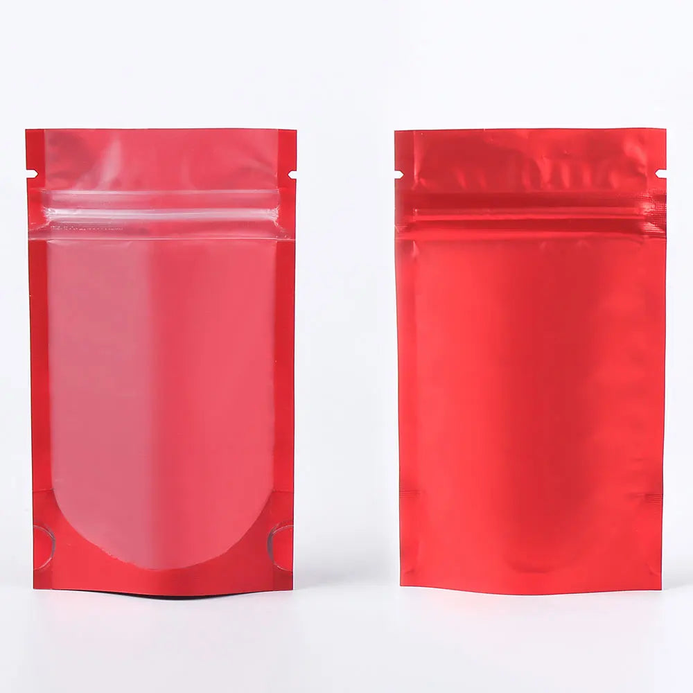 100pcs Metallic Stand Up Doypack,  Clear Window Reusable