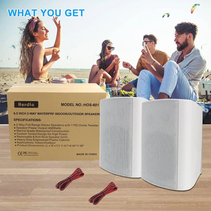6.5'' 400W Indoor Outdoor Speakers Wired Waterproof Passive With Powerful Bass