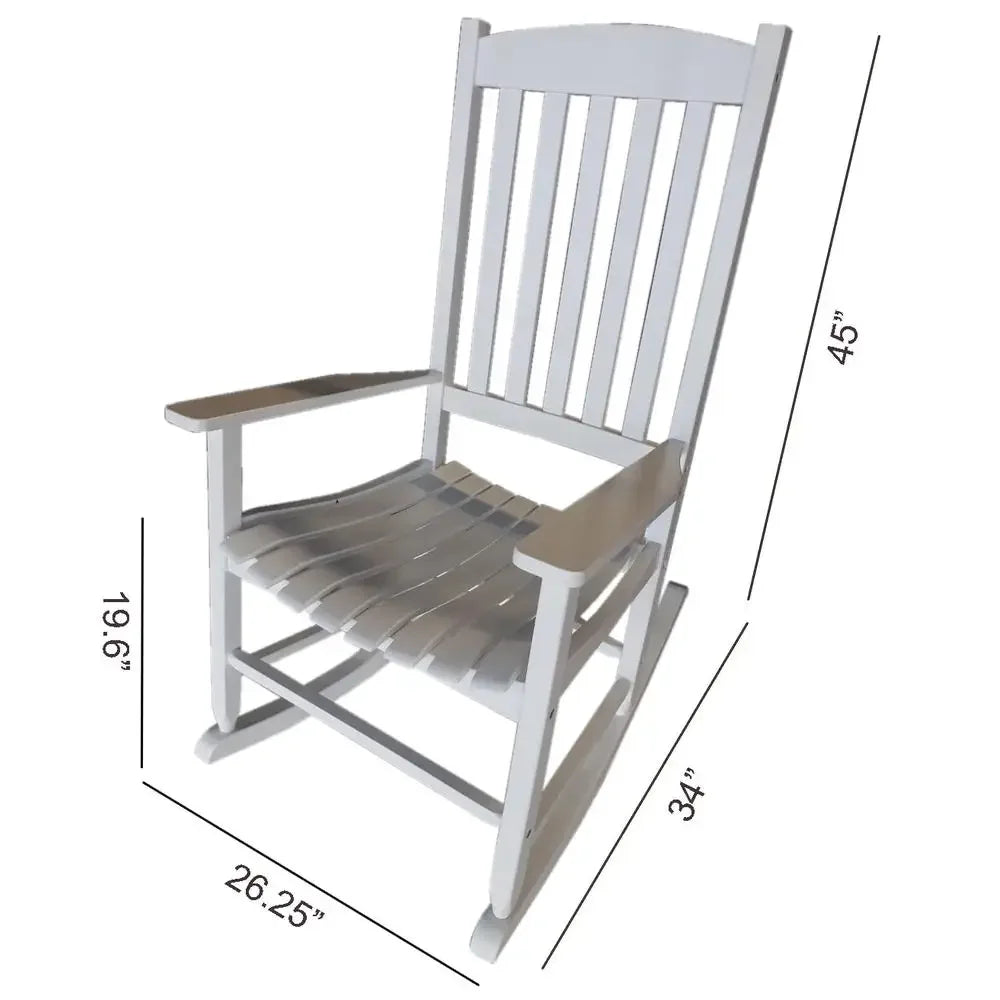 Outdoor White Wood Porch Rocking Chair