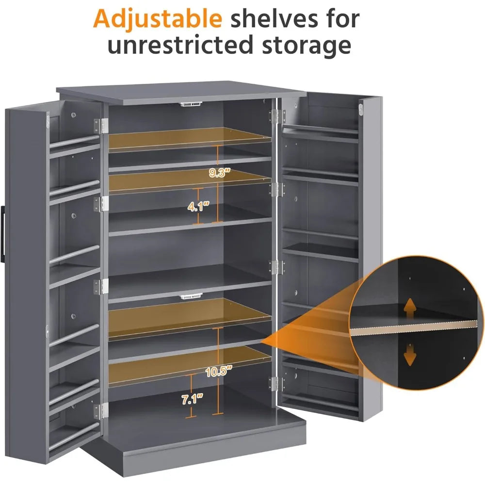 Kitchen Pantry Cabinet with Door and Adjustable Shelves,