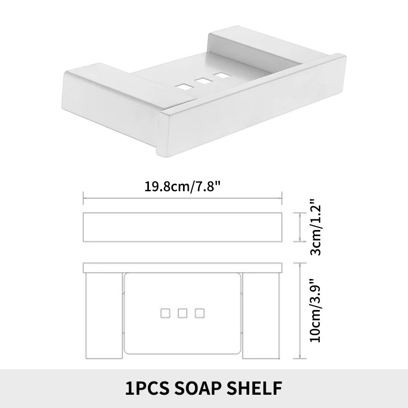 White Bathroom Accessories Towel Rack Shelf Toilet Brush Roll Paper Holder