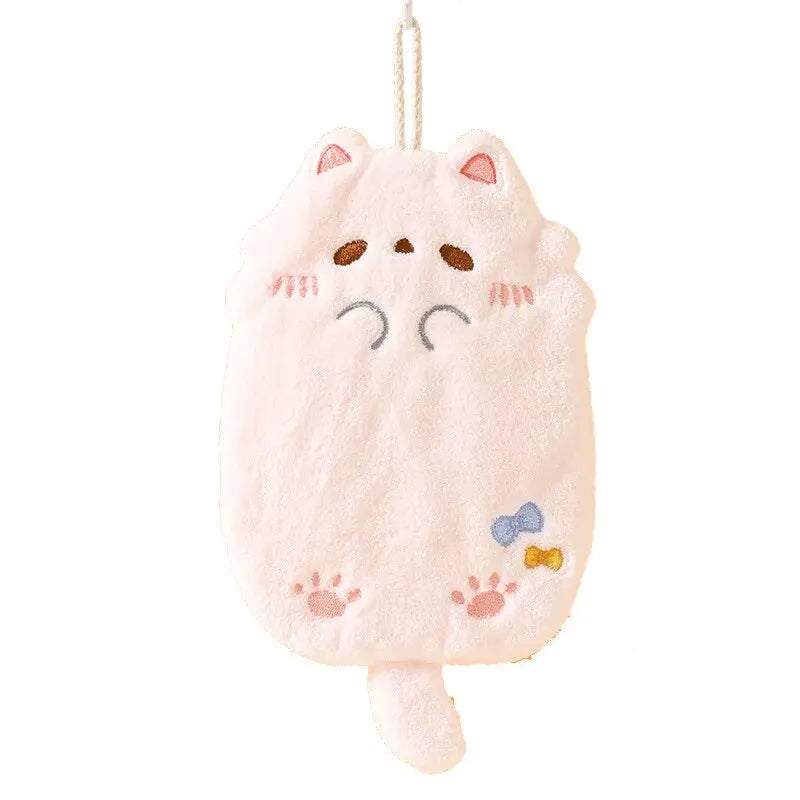 Cute Cartoon Tanuki Hanging Towel Coral Velvet Hair