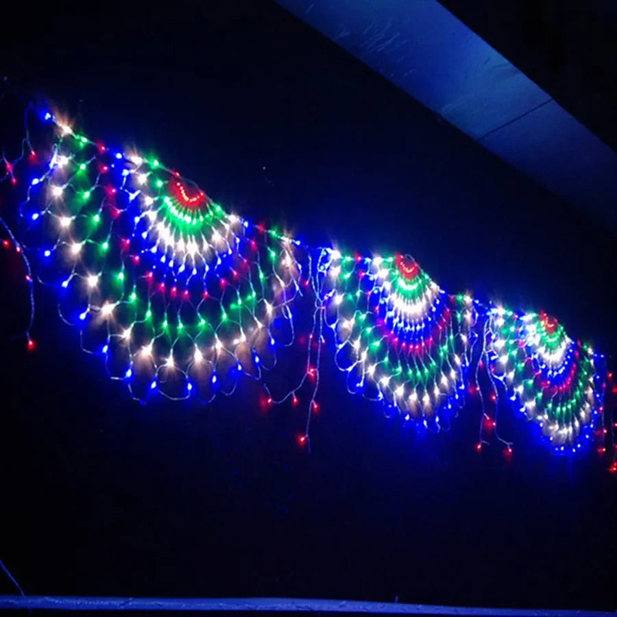 EU/US Plug 3M 300LEDS Peacock Screen String Lights Outdoor