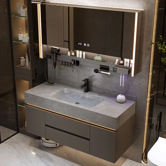 Bathroom Cabinet with Rock Plate Integrated Basin Bathroom Vanity
