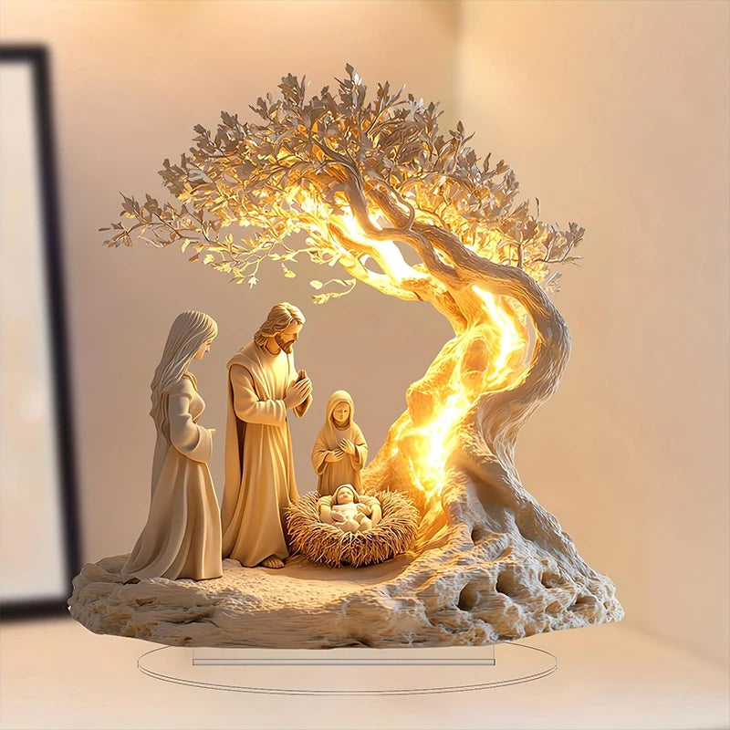 1Pc Easter 2D Nativity Scene Figurine Tabletop Decor Nativity Figurines Set