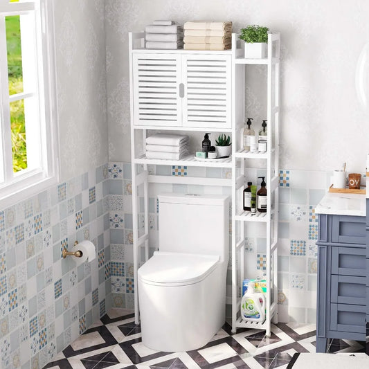 Bamboo Over The Toilet Bathroom Cabinet Storage Rack