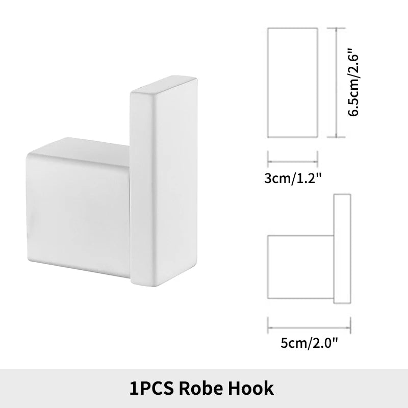 White Bathroom Accessories Towel Rack Shelf Toilet Brush Roll Paper Holder