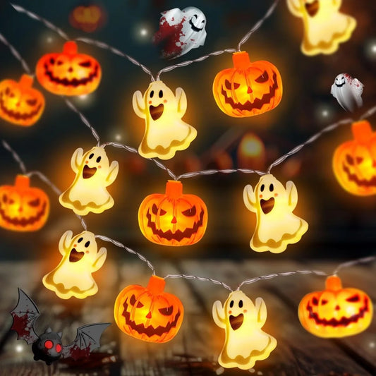 1pc 10/20 LED Halloween Single Layer Pumpkin & Ghost String Light