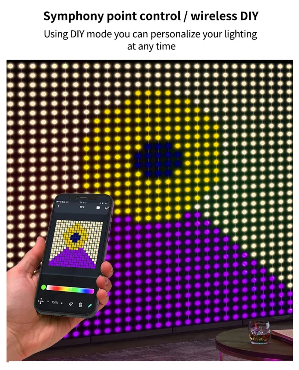 Smart LED Curtain Light APP Control RGB Dimmable DIY Pattern Music