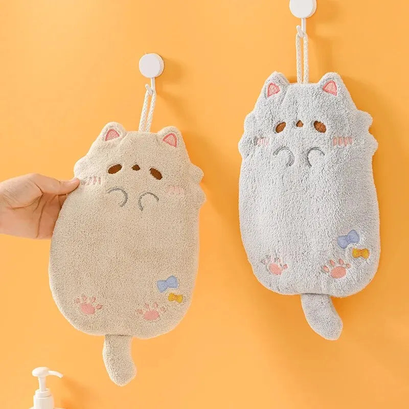 Cute Cartoon Tanuki Hanging Towel Coral Velvet Hair