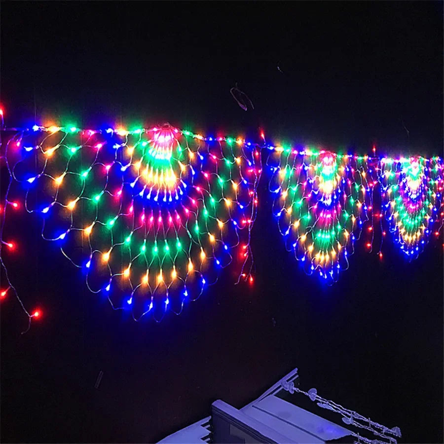 EU/US Plug 3M 300LEDS Peacock Screen String Lights Outdoor