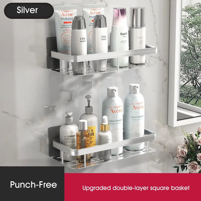 Bathroom Shelf No-drill Wall Mounted Shelves Shampoo Storage Rack Holder