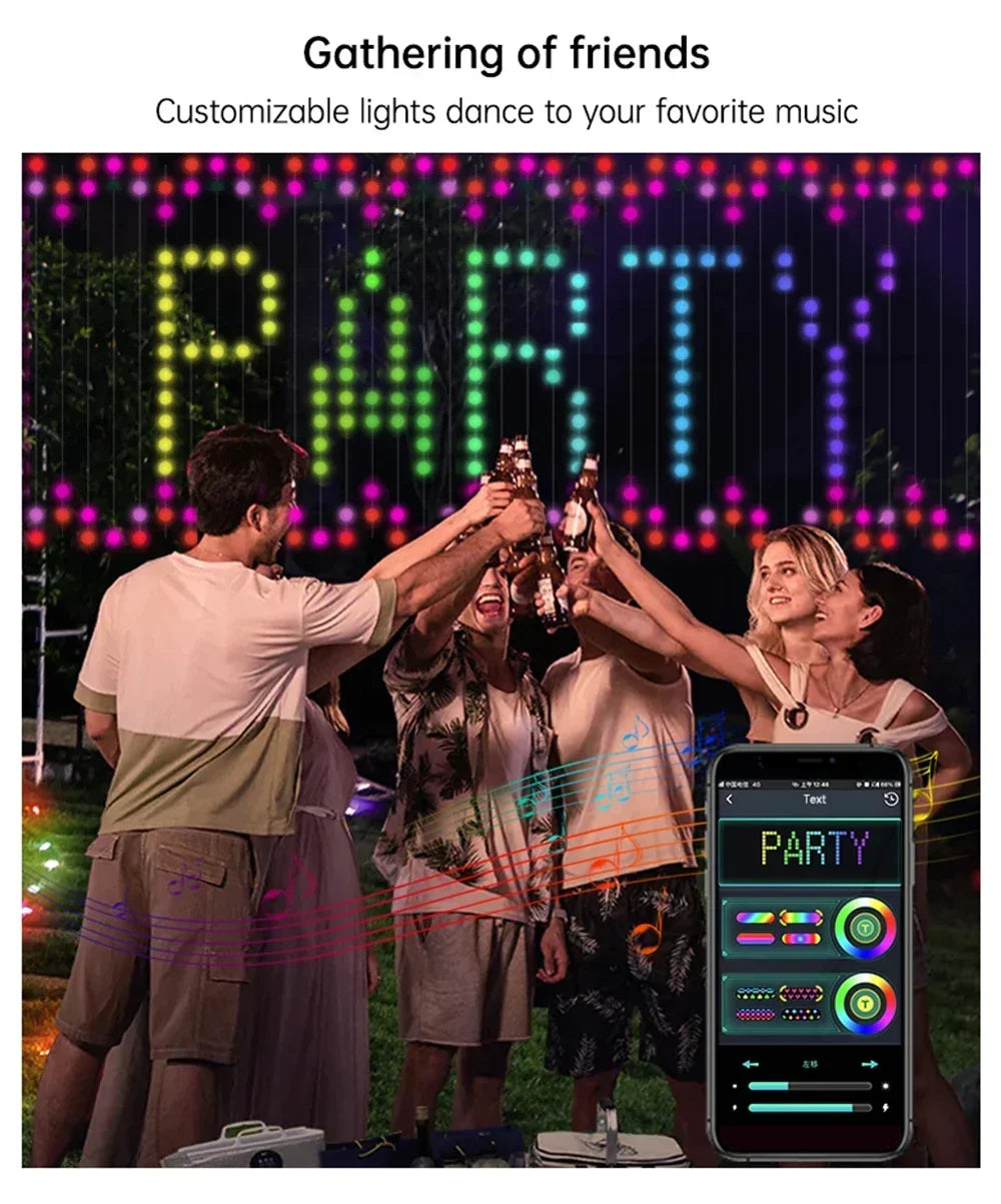 Smart LED Curtain Light APP Control RGB Dimmable DIY Pattern Music