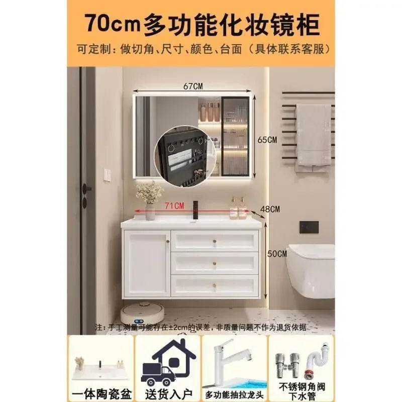 French Bathroom Cabinet With Ceramic Sink Combination Integrated Washbasin