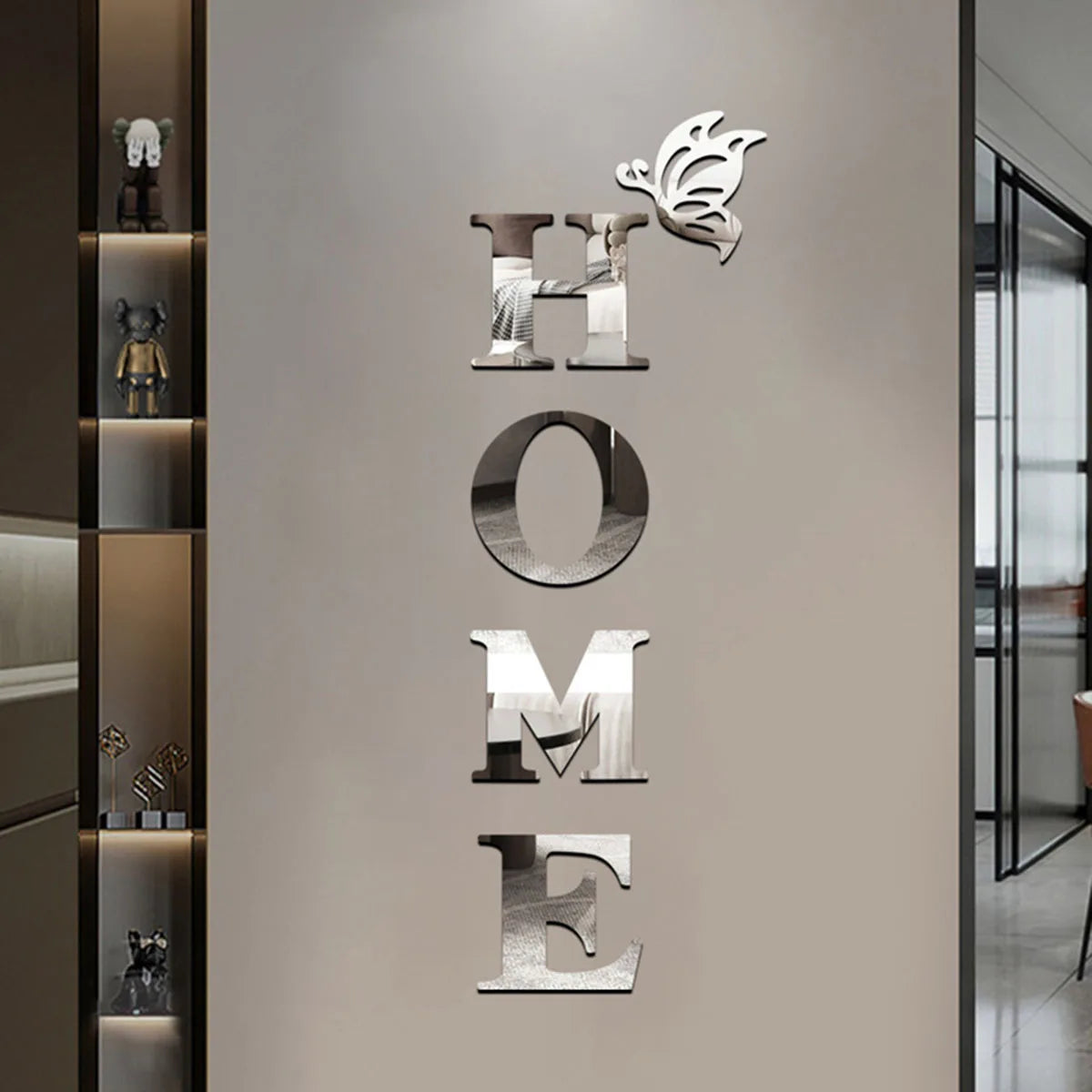 HOME Home Logo 3D Mirror Wall Sticker, Entrance Decoration.