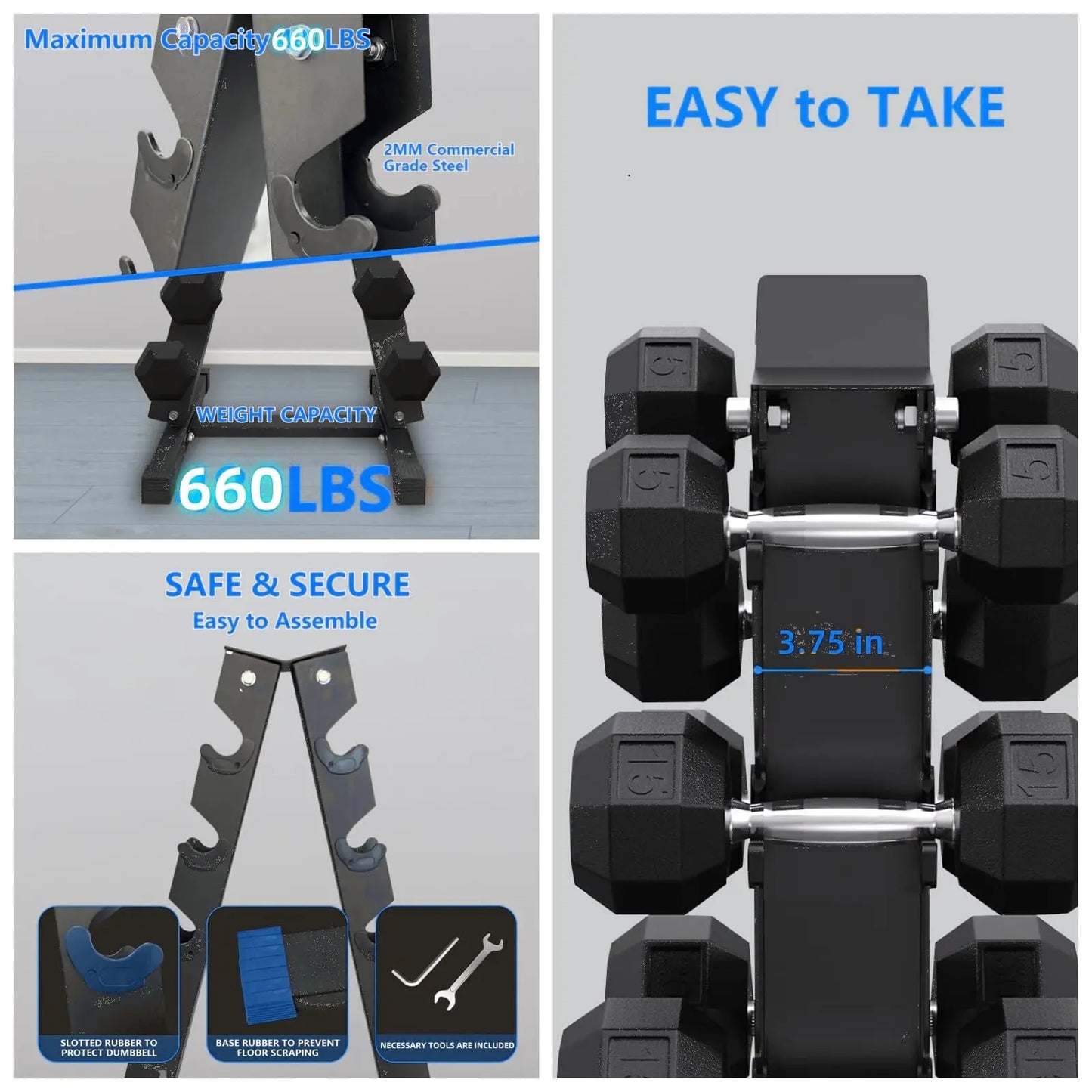 Dumbbell Rack Stand Only, Steel A-Frame Dumbbell Weight Rack for Home Gym