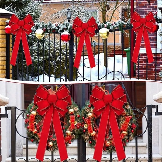 Red Christmas Bows Outdoor Decorations Large Christmas Tree Top Bow