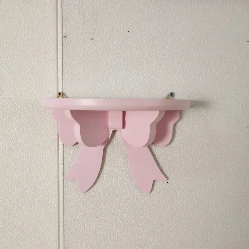 Wooden Decorative Shelves Girls' Room Organizer Holder Pink Wall Shelf