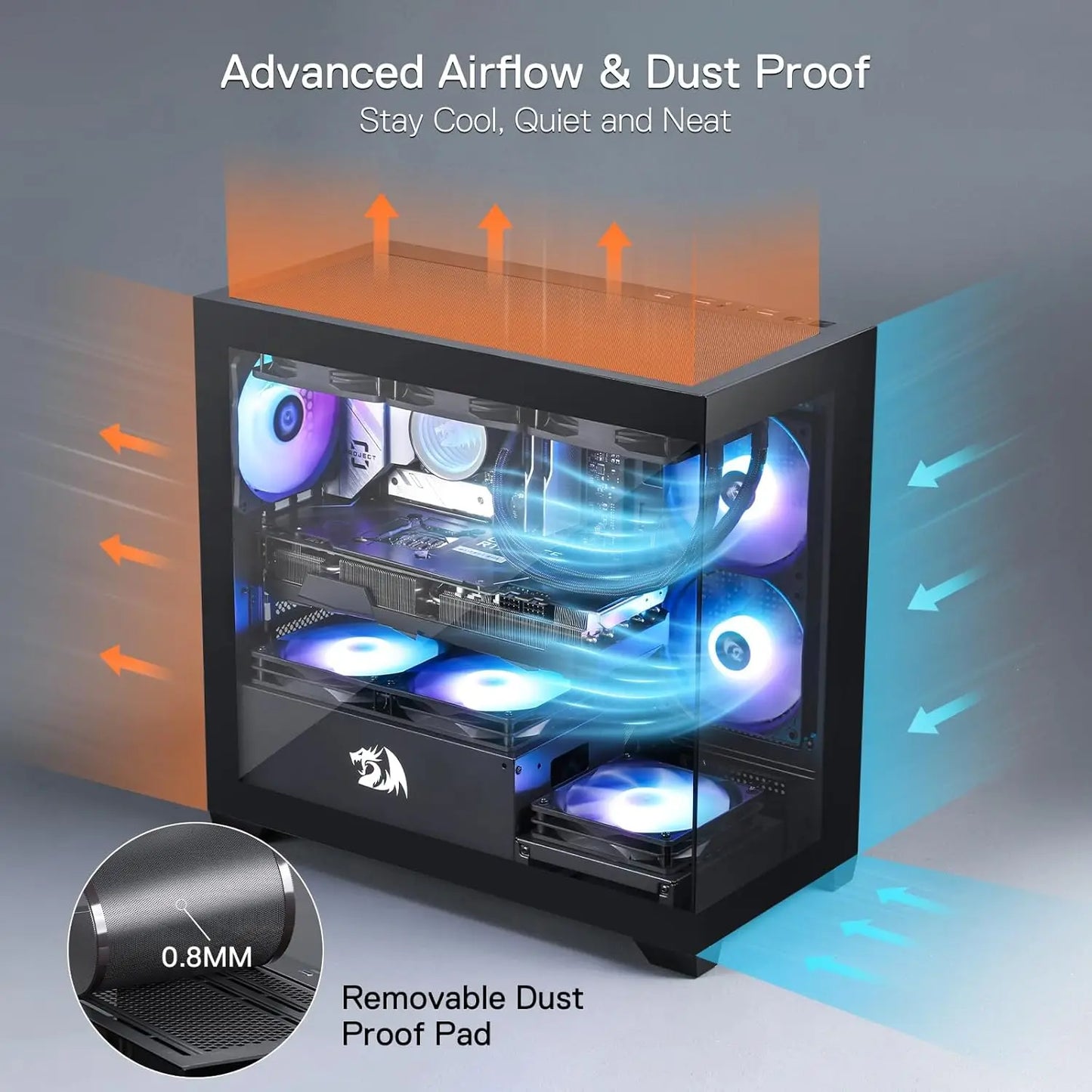 Redragon GC218M Gaming Back-Mounted PC Case,