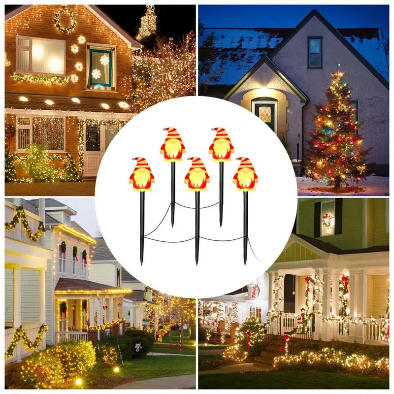 Gnomes Lighted Garden Stakes Christmas Gnomes