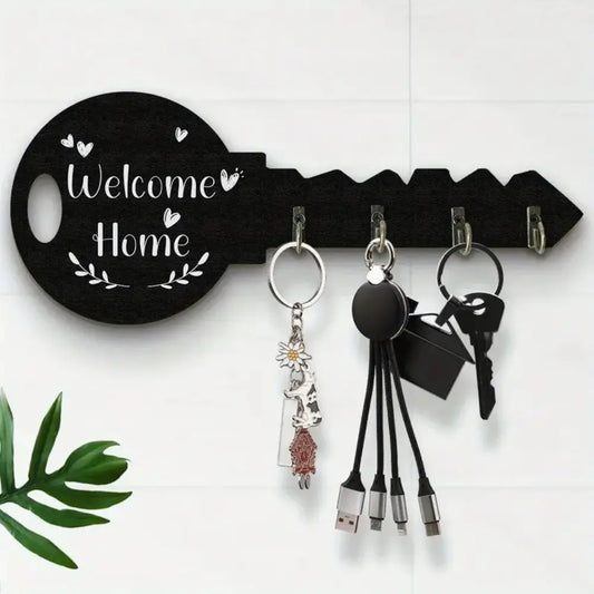 1 Piece Bohemian Style Country Wooden Key Stand with Shelf and Hook -