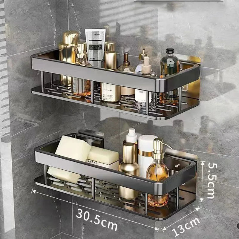Bathroom Shelf No-drill Wall Mounted Shelves Shampoo Storage Rack Holder