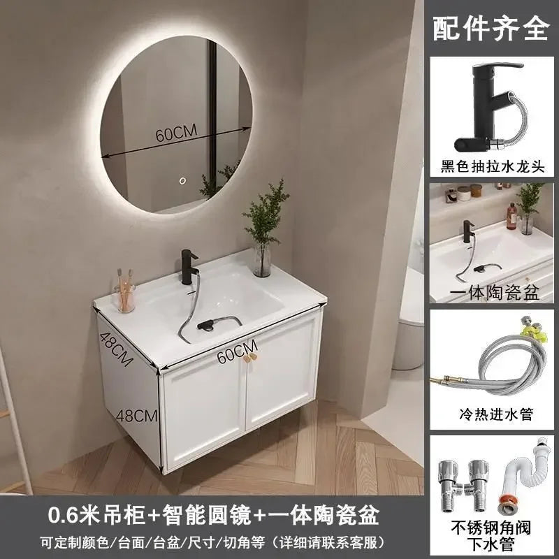 French Bathroom Cabinet With Ceramic Sink Combination Integrated Washbasin