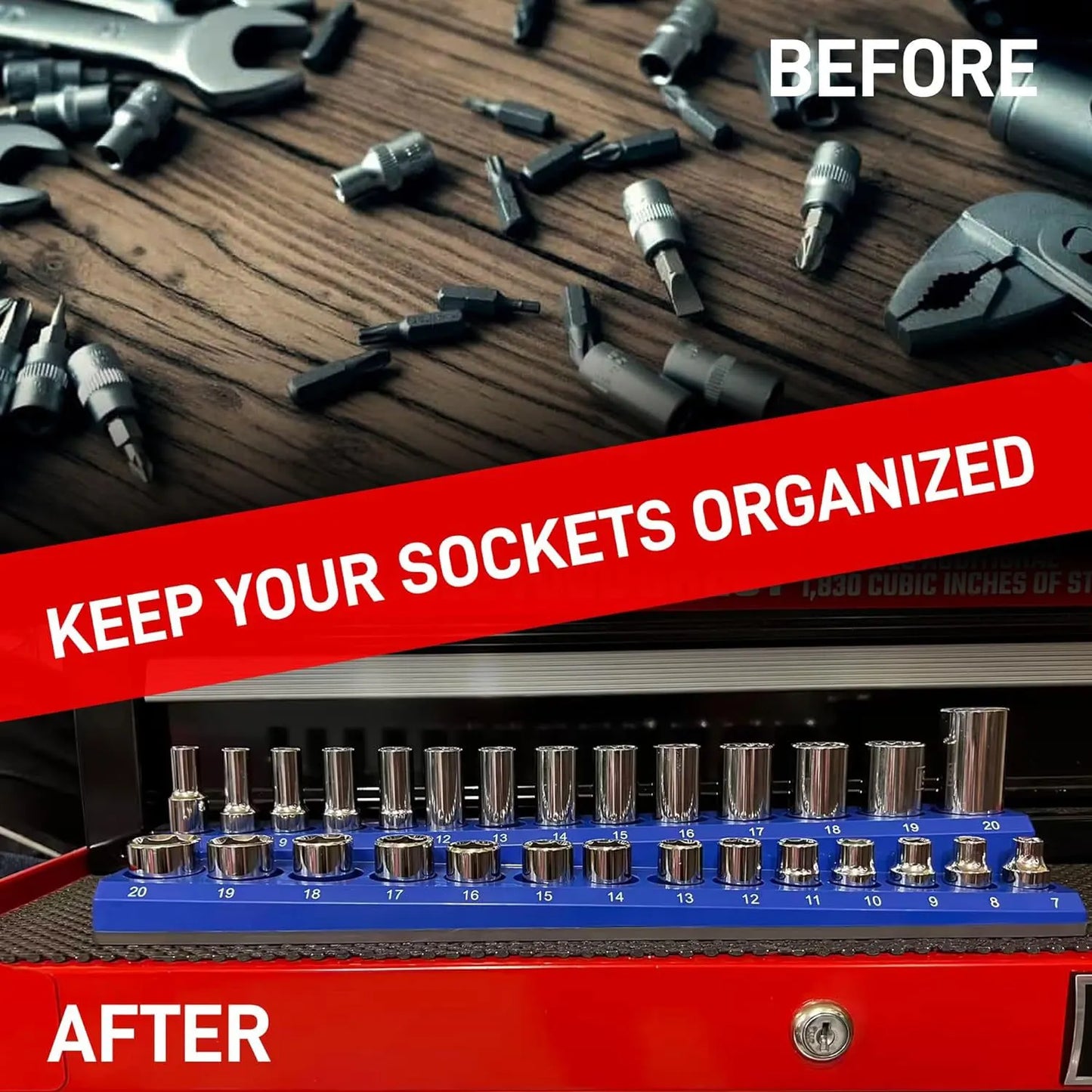 Magnetic Socket Organizer, 6-Piece Tool Organizer