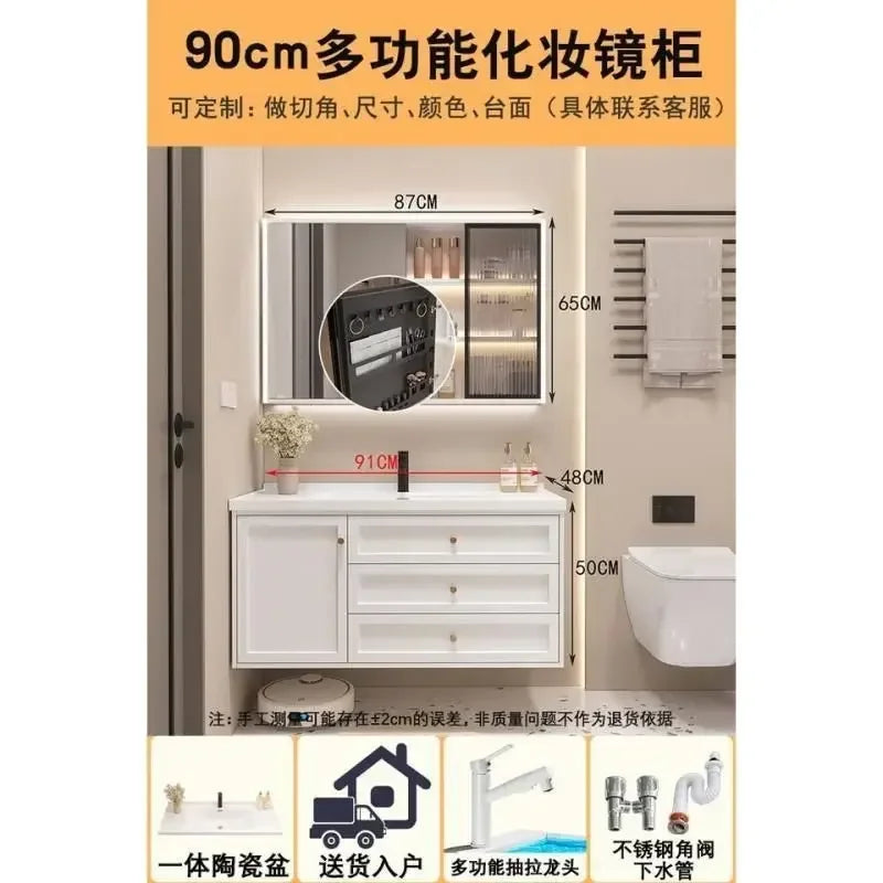 French Bathroom Cabinet With Ceramic Sink Combination Integrated Washbasin