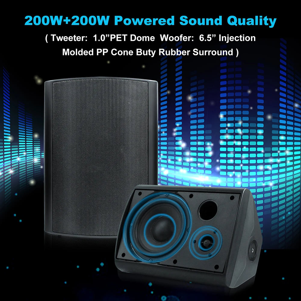 6.5'' 400W Indoor Outdoor Speakers Wired Waterproof Passive With Powerful Bass
