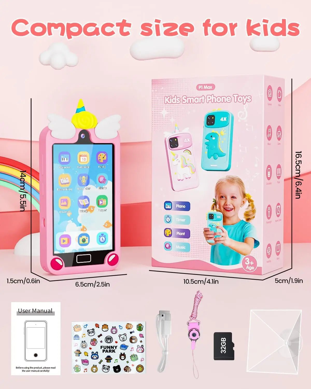 Kids Smart Phone for Girls with 4.0" Large Touchscreen,
