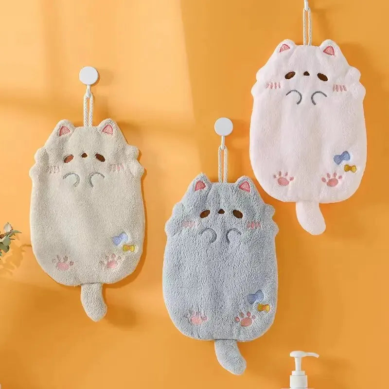 Cute Cartoon Tanuki Hanging Towel Coral Velvet Hair